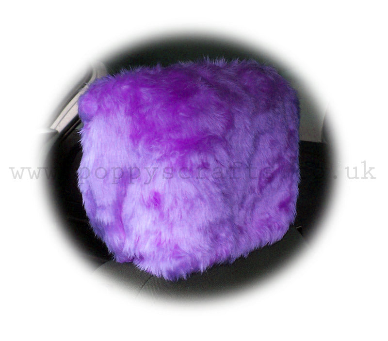 Gorgeous Lilac fluffy faux fur car headrest covers 1 pair Poppys Crafts