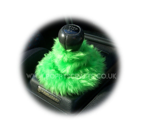 Lime Green fuzzy faux fur gear stick gaiter cover