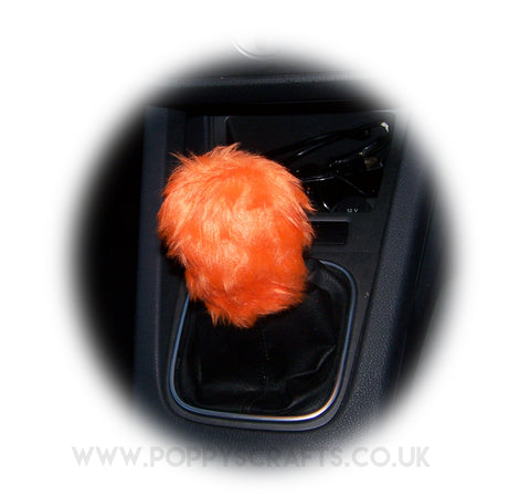 Tangerine Orange fuzzy faux fur Gear knob stick shift cover