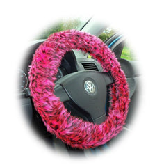 Fuzzy Pink Cheetah print faux fur car steering wheel cover Poppys Crafts