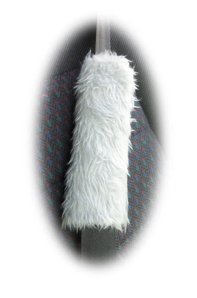 Silver light grey shoulder strap pad / guitar / car / bag furry and fluffy Poppys Crafts