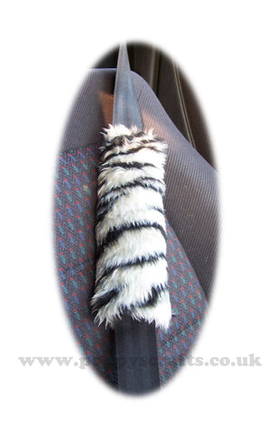 White Tiger Stripe fuzzy seatbelt pads 1 pair