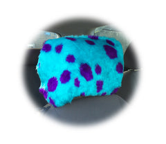 Spotty Dino Monster print fuzzy faux fur car headrest covers Poppys Crafts