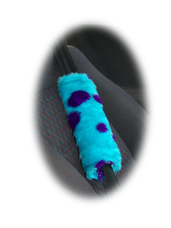 Monster spot fuzzy faux fur seatbelt pads 1 pair Poppys Crafts