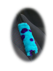 Large 7 Piece Spotty Monster fluffy car accessories set faux fur Poppys Crafts