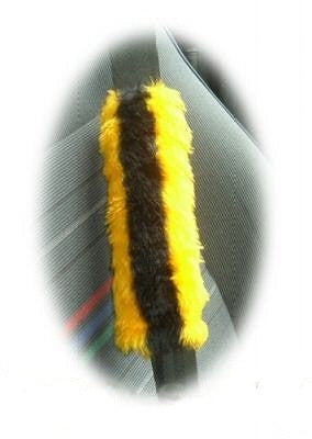 Fuzzy faux fur seatbelt pads in a choice of print's
