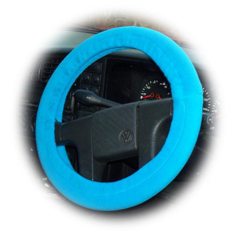 Turquoise / Teal fleece car steering wheel cover