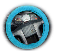 Turquoise / Teal fleece car steering wheel cover Poppys Crafts