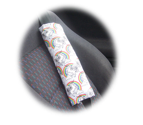 Magical Unicorn and Rainbow cotton seatbelt pads 1 pair