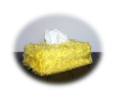 Yellow Fluffy faux fur Rectangular Tissue Box Cover Poppys Crafts